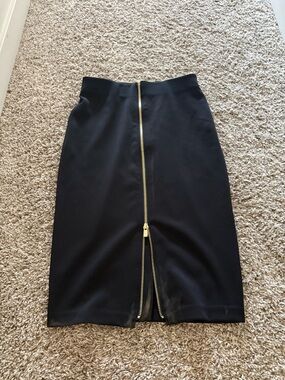BOLD elements Black Pencil Skirt with Center Gold Zip